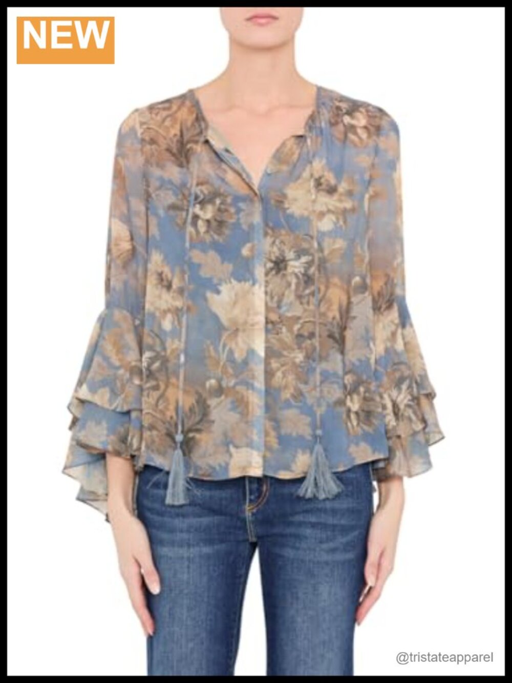 Kobi Halperin Mullin Blouse Long Sleeve Floral V-Neck Printed Women's